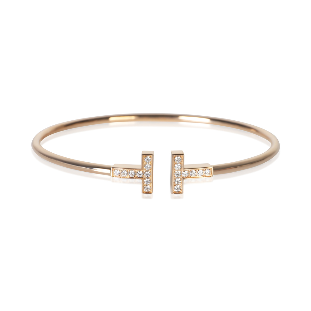 Tiffany & Co. Rose Gold Diamond Tiffany T Wire Bracelet